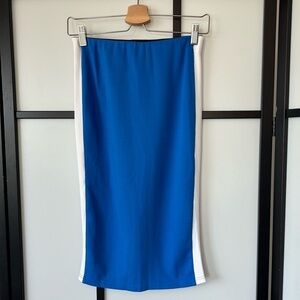 [M] Forever 21 Women’s Sporty Blue & White Side Stripes Bodycon Pencil Skirt